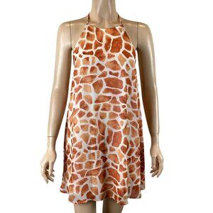 Show Me Your Mumu Giraffe‎ Print Halter Dress Medium Backless Stretch Mini